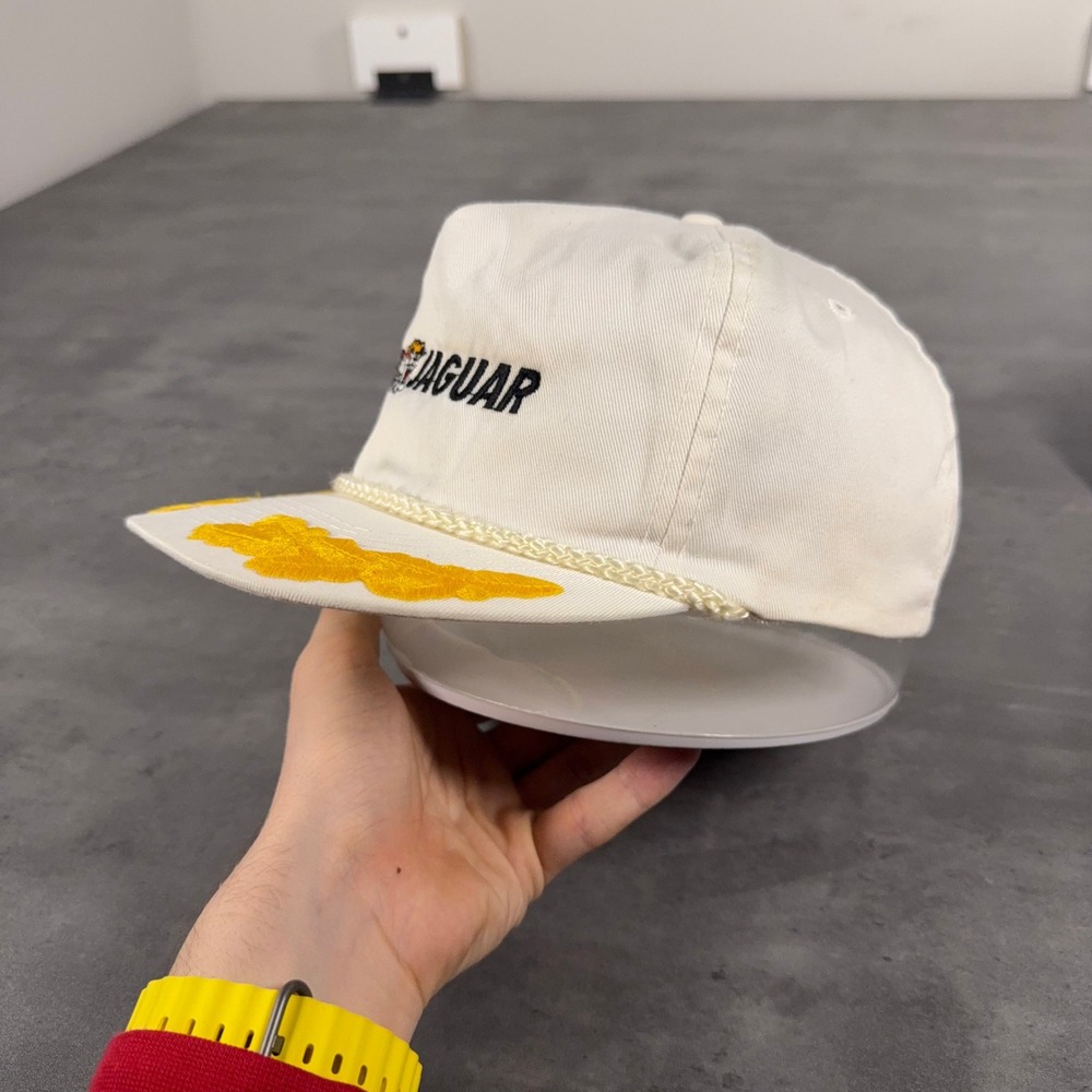 80s Otto Sea Jaguar Trucker Hat Mens White Yellow Scrambled Eggs Rope Snapback - Picture 3 of 6